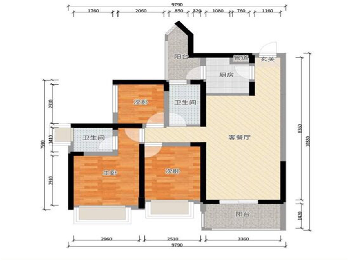 朗泓龙园大观 3室2厅1厨2卫 89.