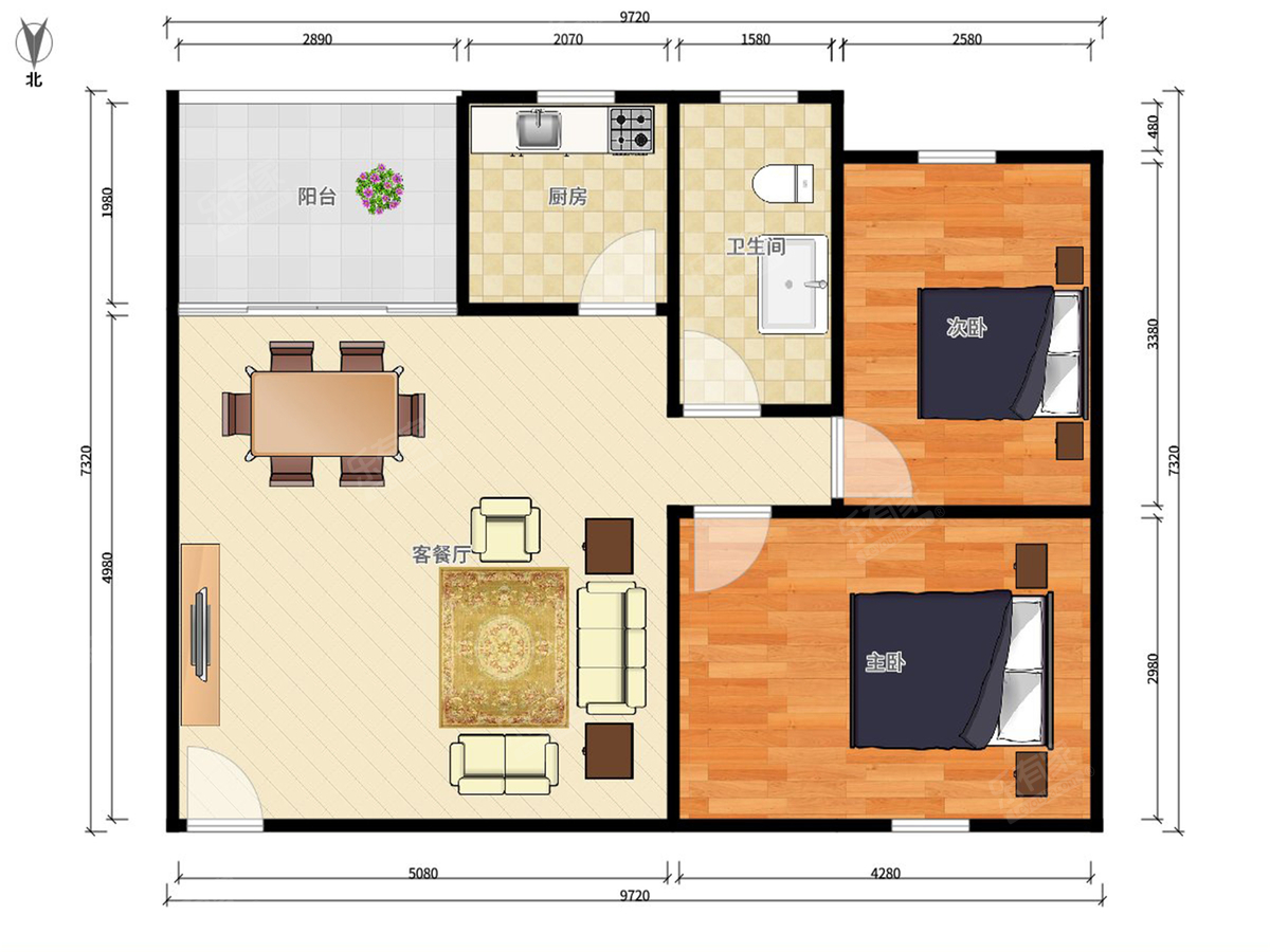 【翡翠居租房_华景新城租房 2房2厅78㎡4500元-广州乐有家