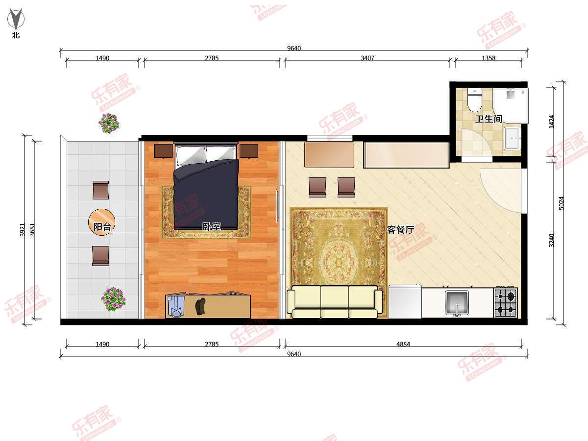 金马商住项目 1房1厅1卫 35㎡