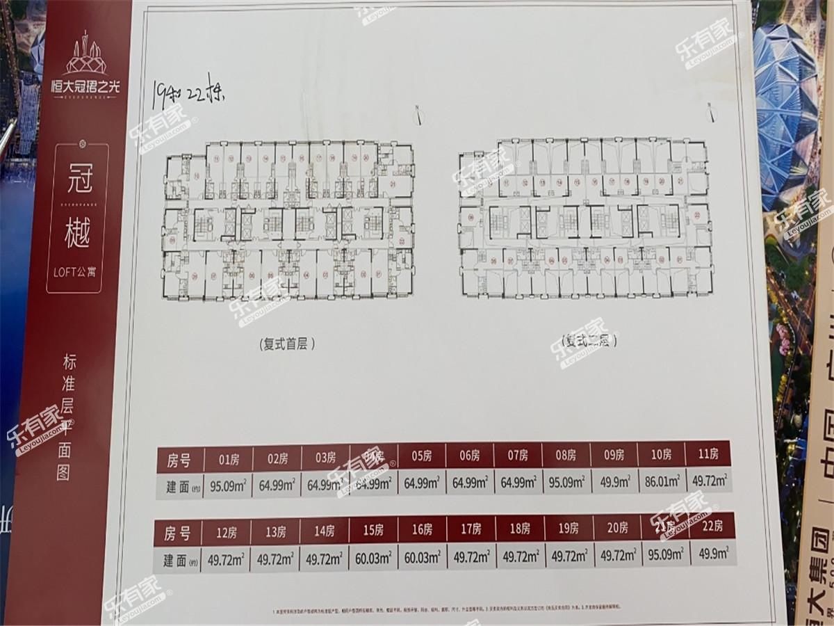 恒大凯旋广场	19和22栋复式