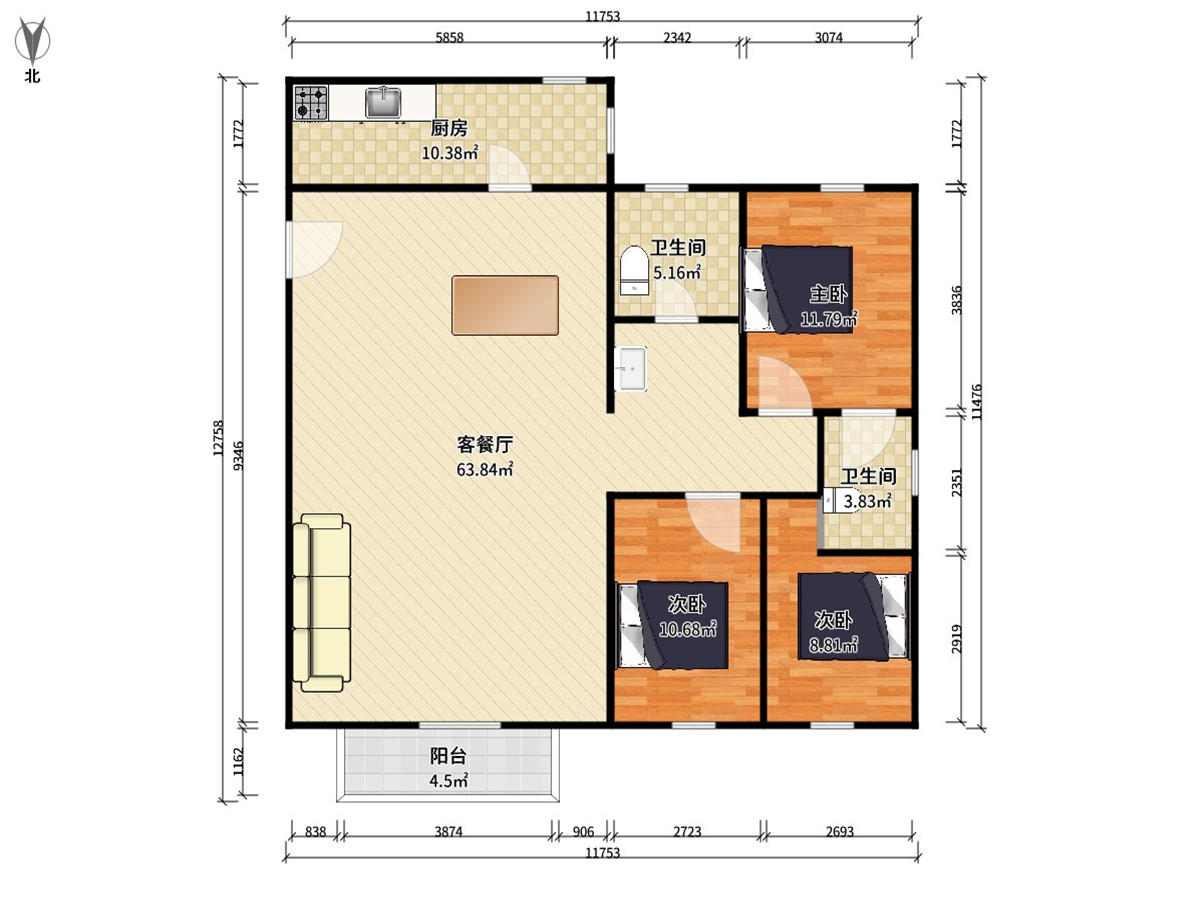 金色华庭4室2厅2卫150.67㎡