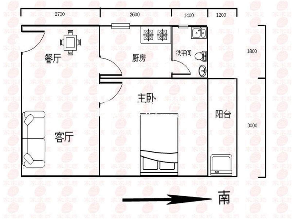 中爱花园精装1房，南向高层，采光好，业主诚心出售