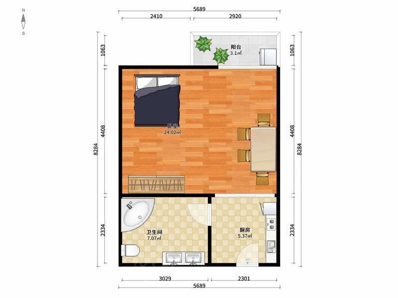 隆昌社区自建房 1房1厅1卫 50㎡