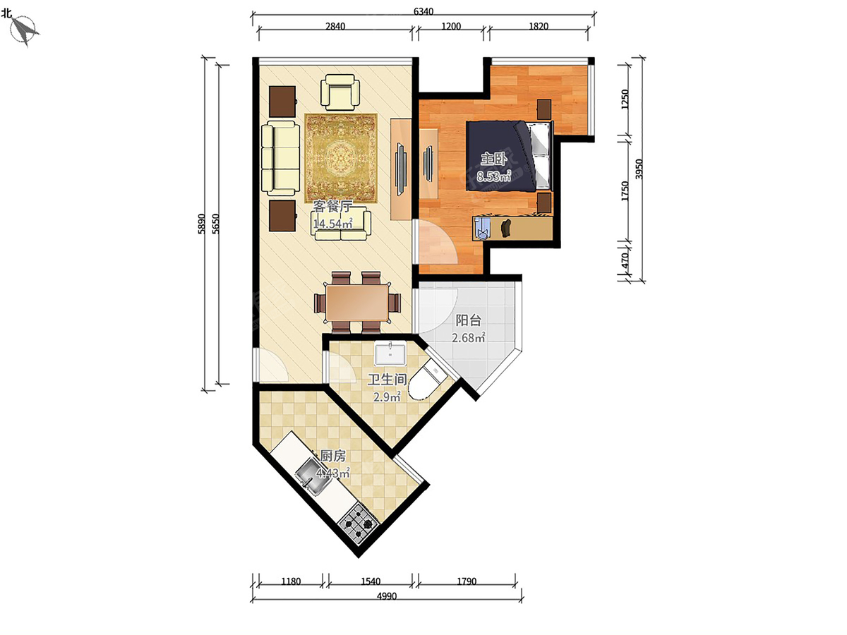 梦想家园，正规一房一厅，家私家电齐全出租-深圳现代城梦想家园租房