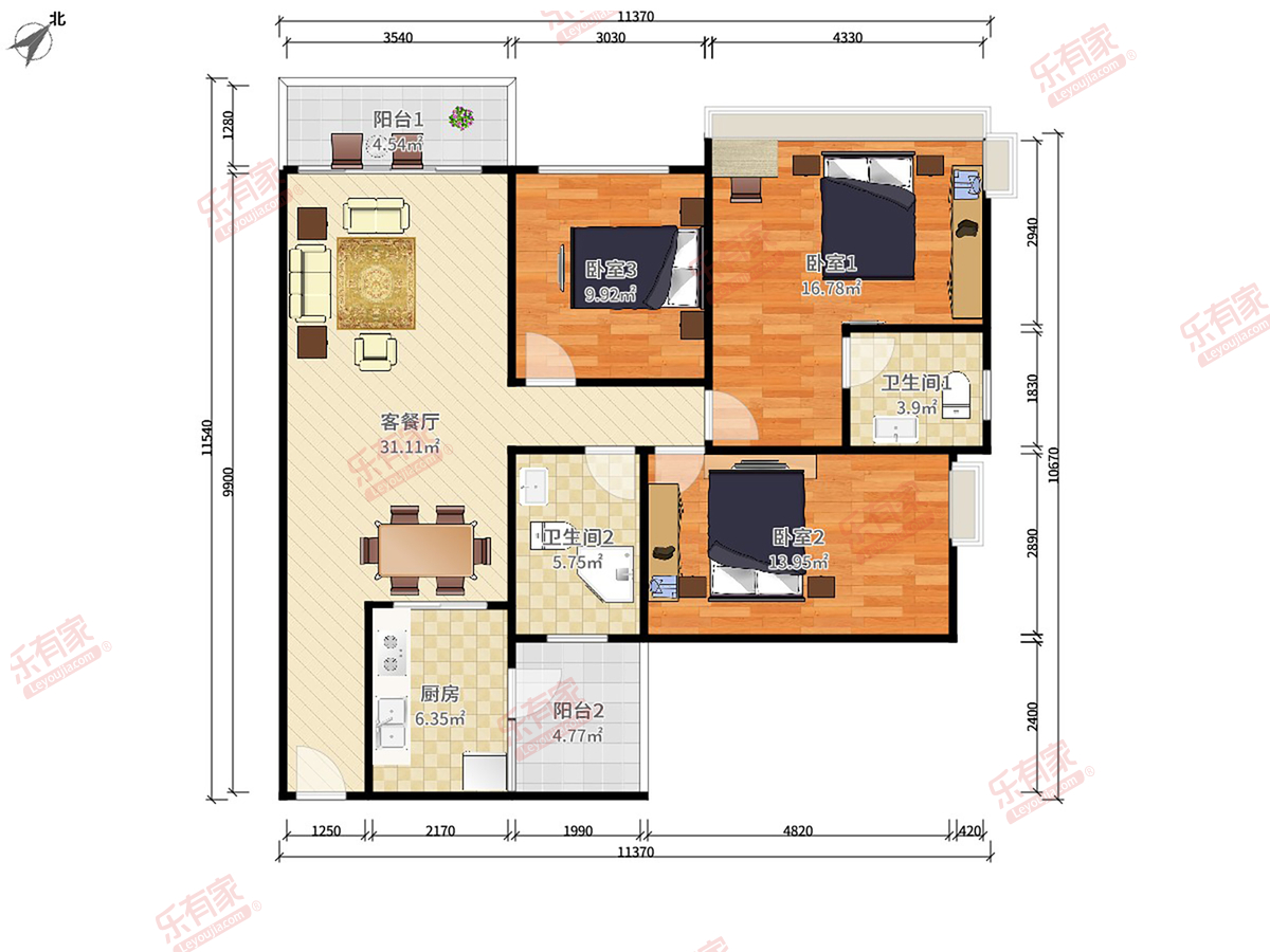 增城雅居乐御宾府南豪装3室2厅119m²-东莞增城雅居乐御宾府二手房