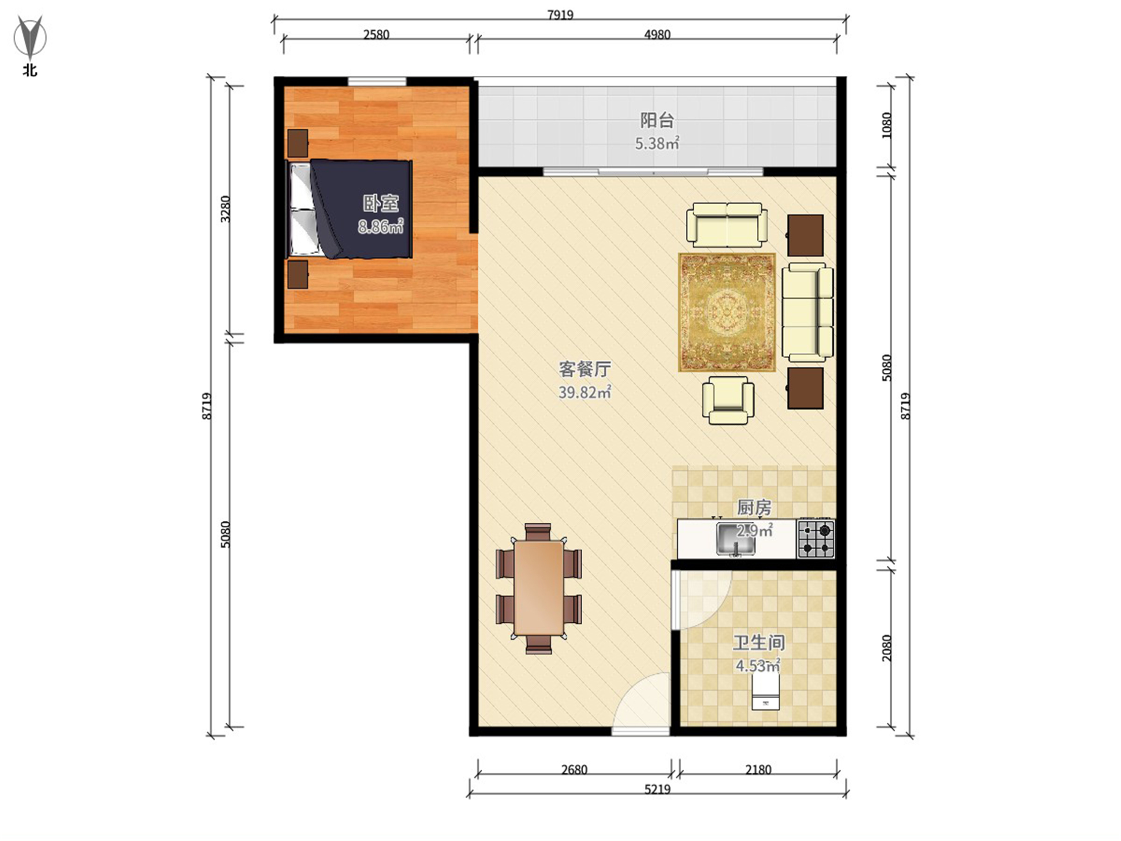 凯航大楼 南 精装 1室 1厅 68m²-佛山凯航大楼租房