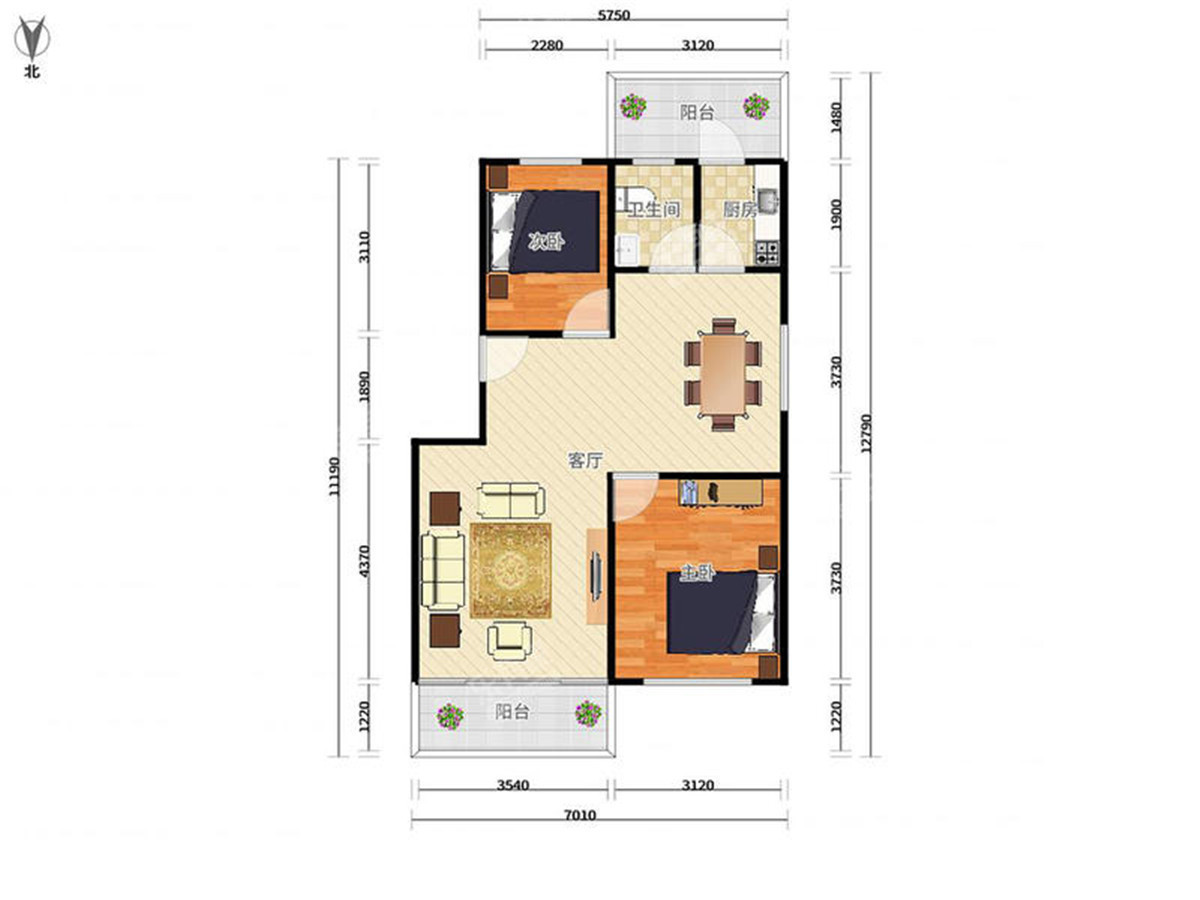 梅林一村 东北 普装 2室 2厅 97.03m²