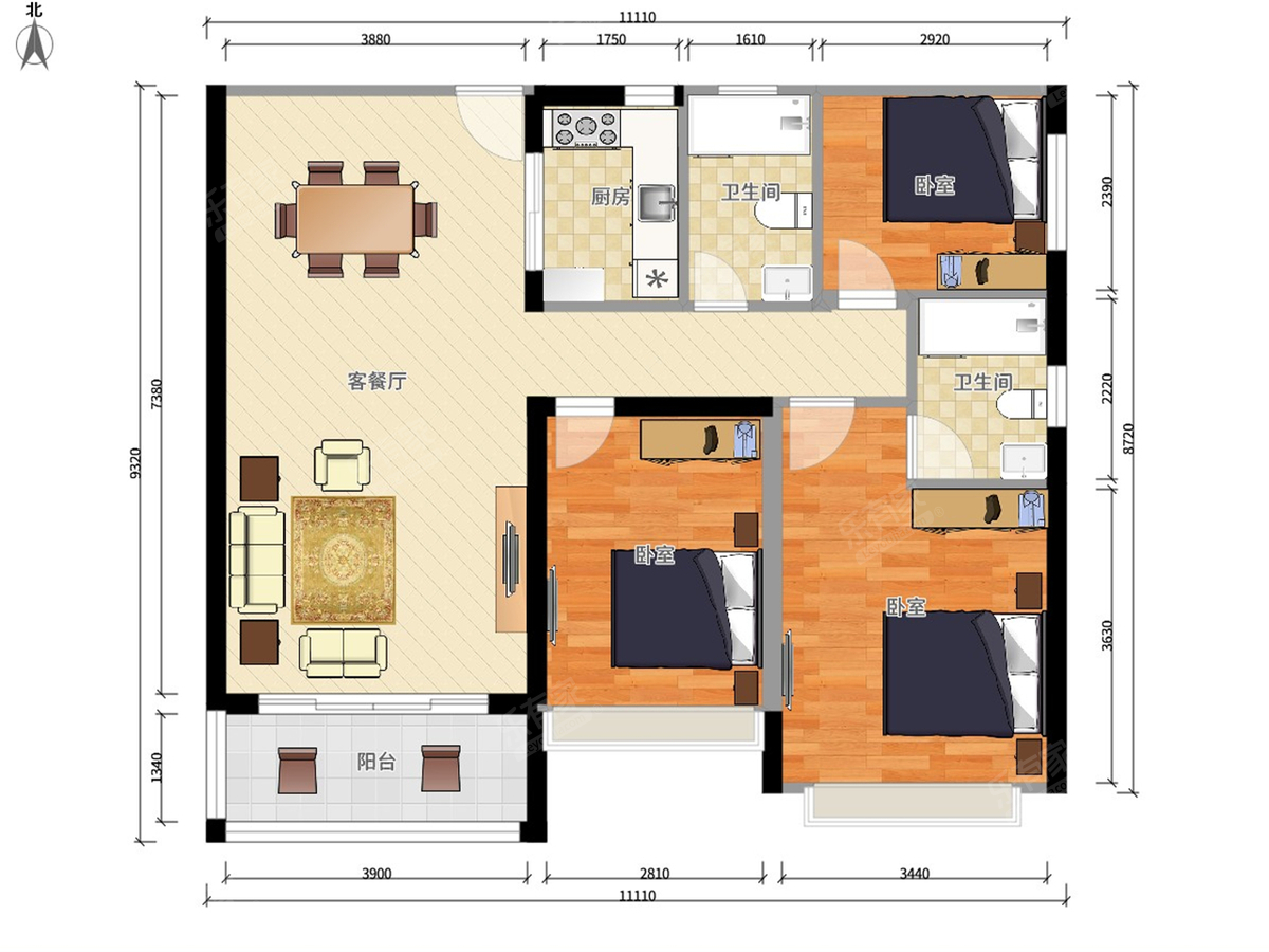 2栋01,04户型106平