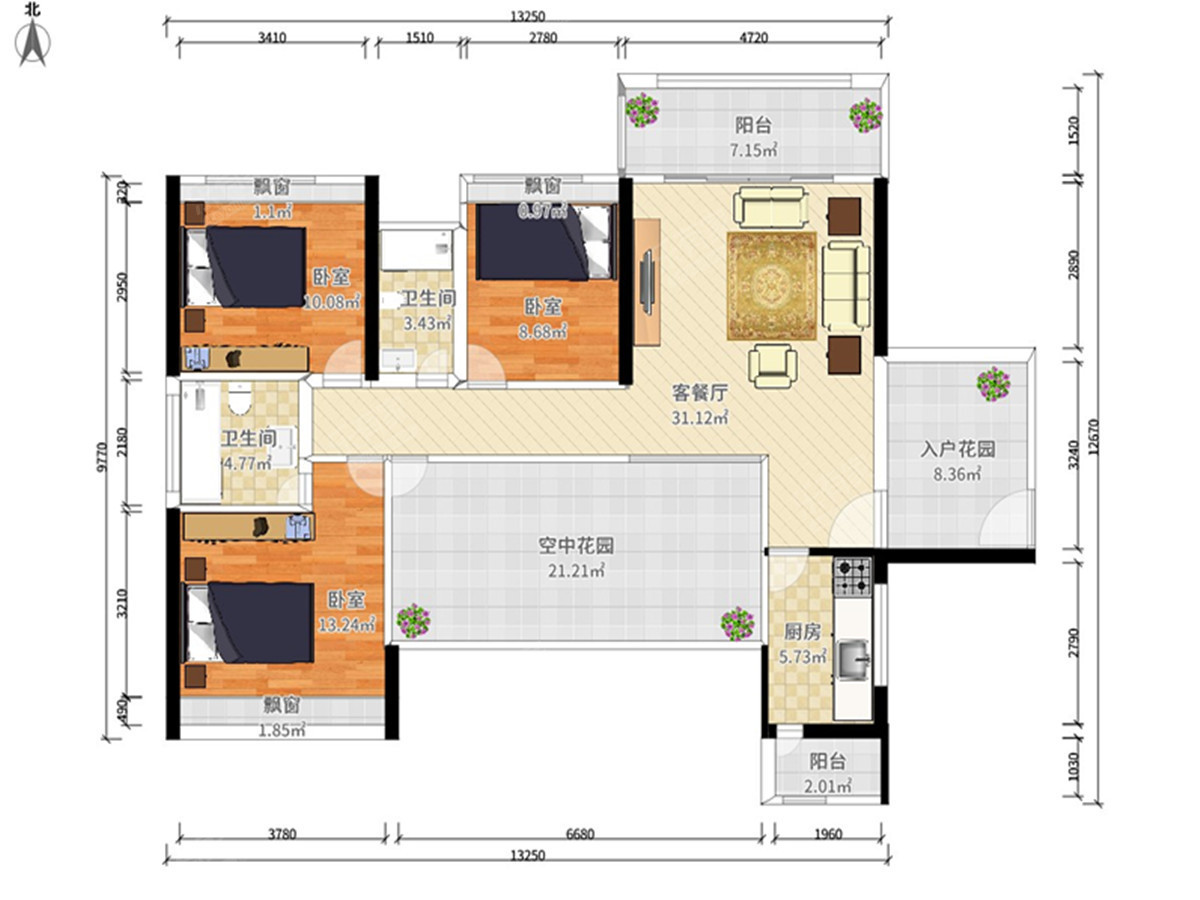 凯南莱弗城 3室2厅2卫1厨2阳 119.17 南北