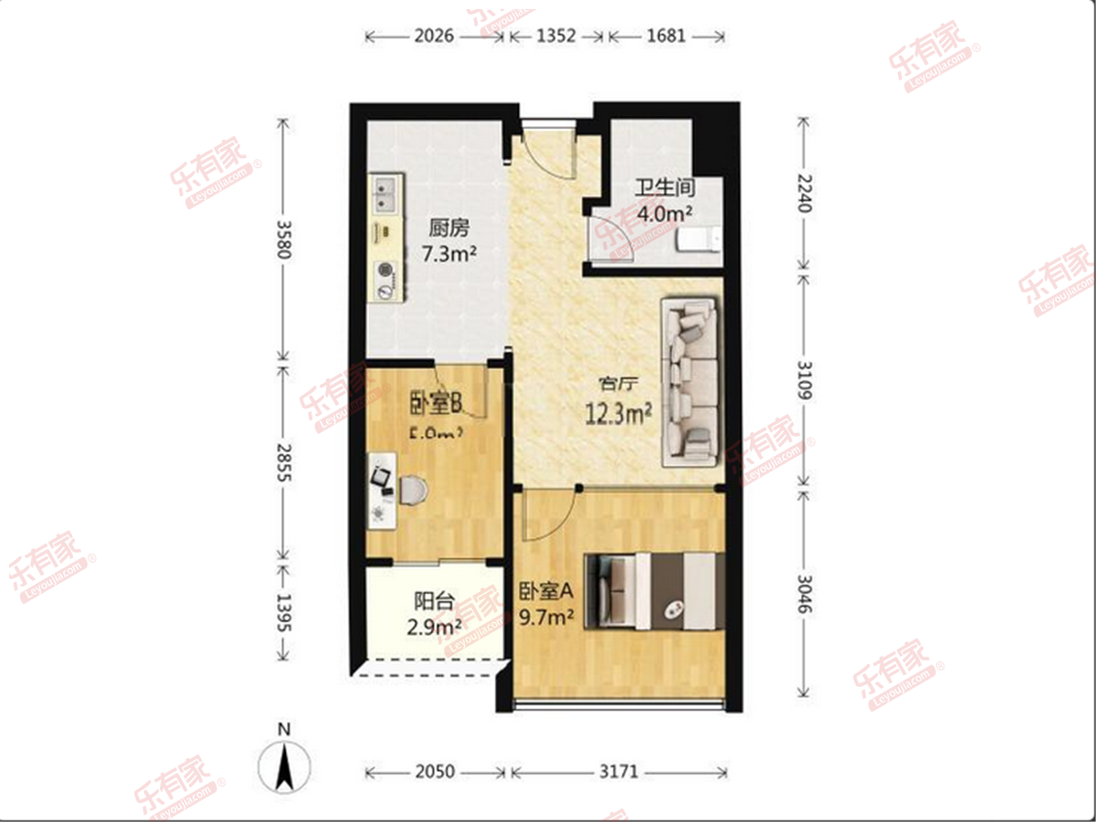 稀少loft公寓，新奇的入住体验，开阔客厅，空间享受。