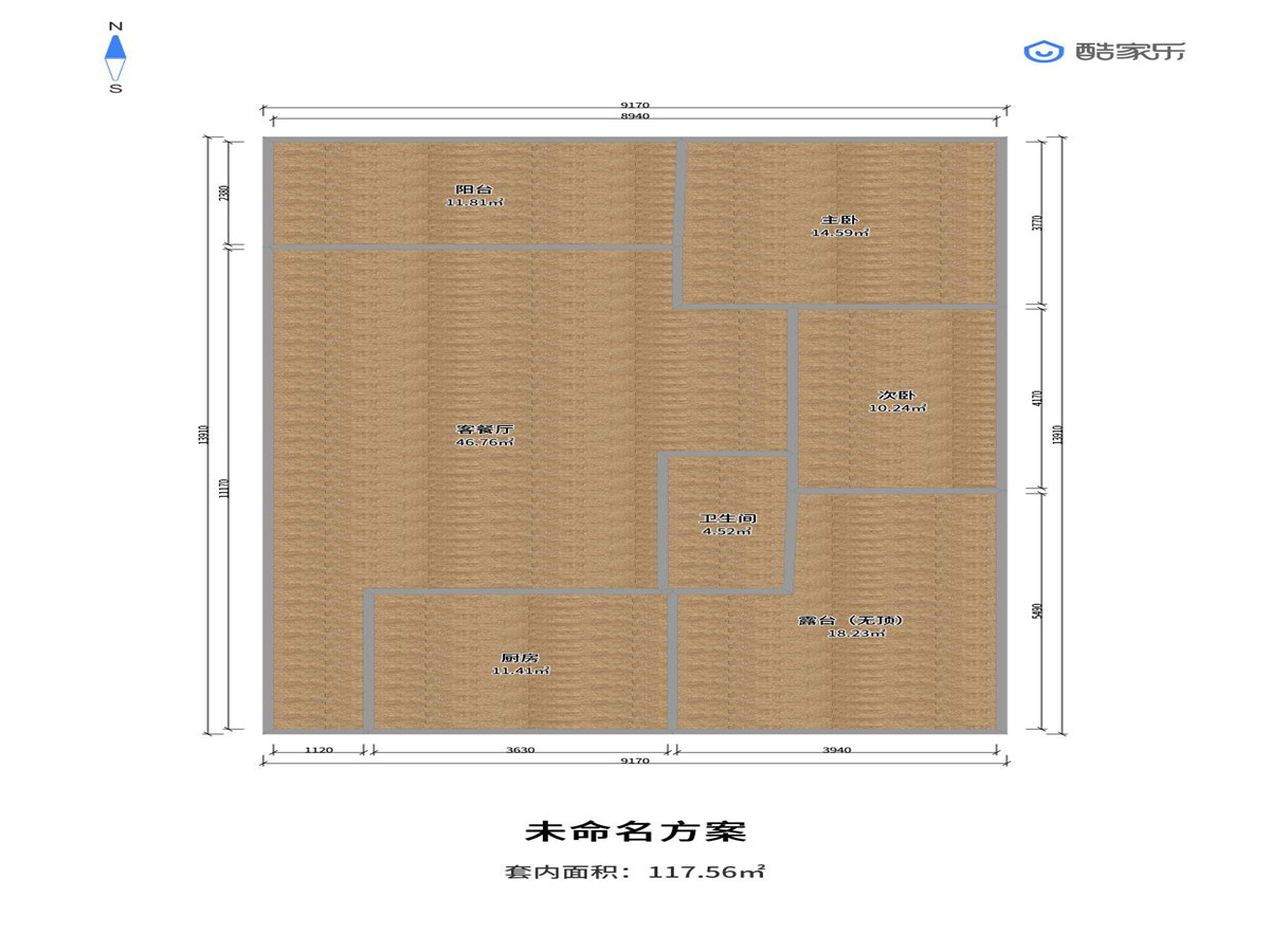 光大花园一期3室2厅1卫104㎡