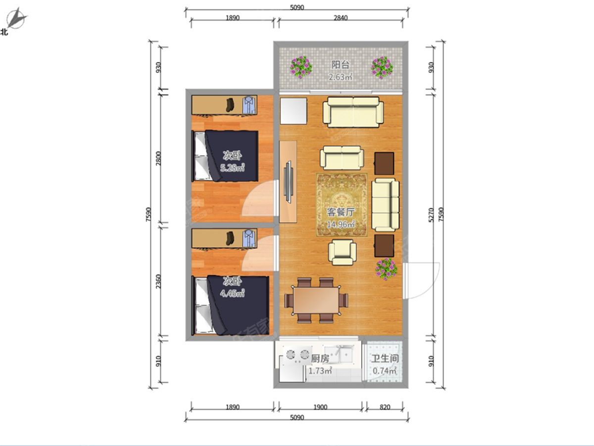 旧好景花园 2房2厅1卫 70㎡-江门旧好景花园二手房