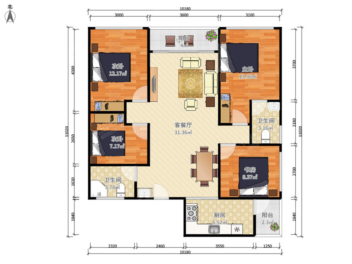碧桂园苹果130m²