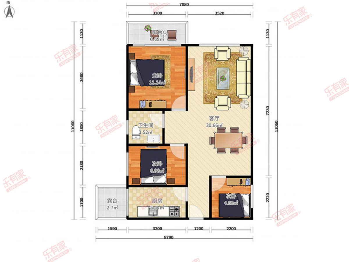 竹韵苑 3房1厅1卫 90㎡-深圳竹韵苑租房