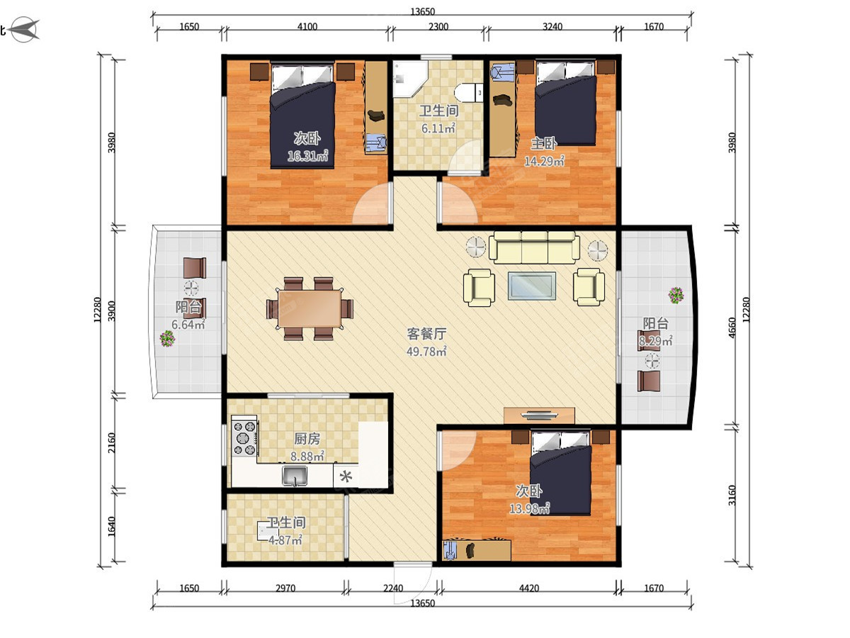 罗村花苑A区户型图