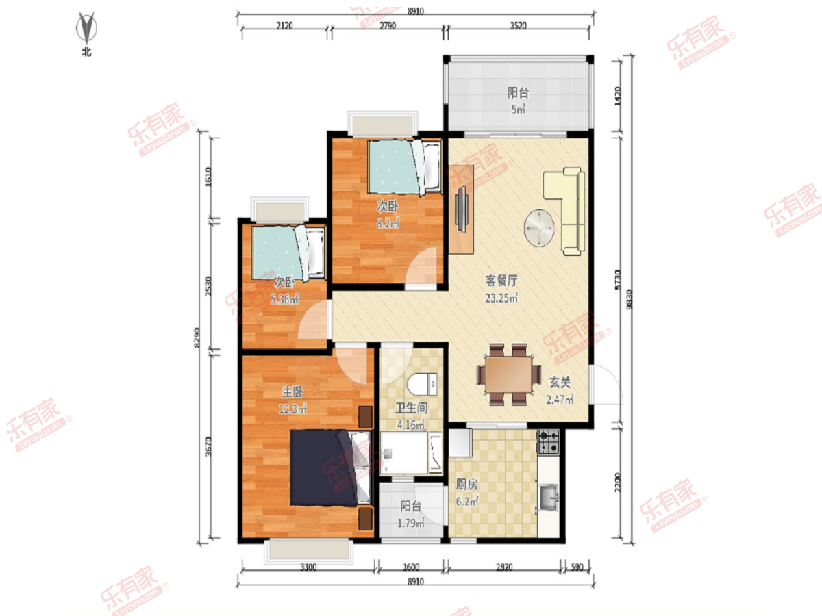 恒大山水郡花园 3房2厅1卫 87.55㎡-广州恒大山水郡花园二手房