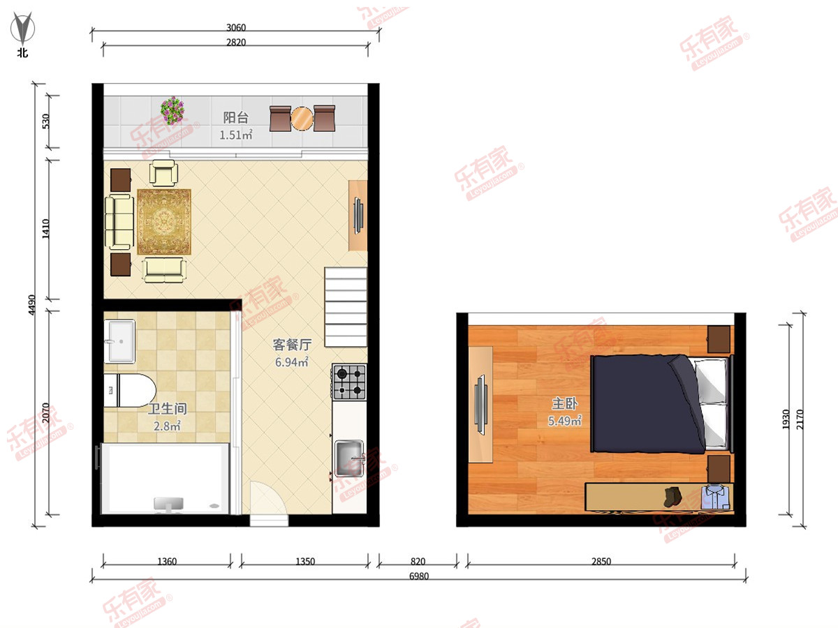 渔人码头 1房1厅1卫 30㎡