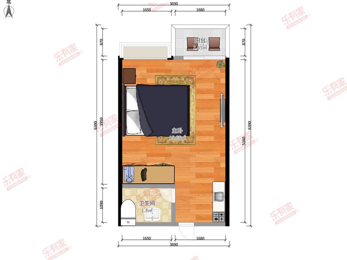 瑞银昌微家公寓 1房0厅1卫 25㎡