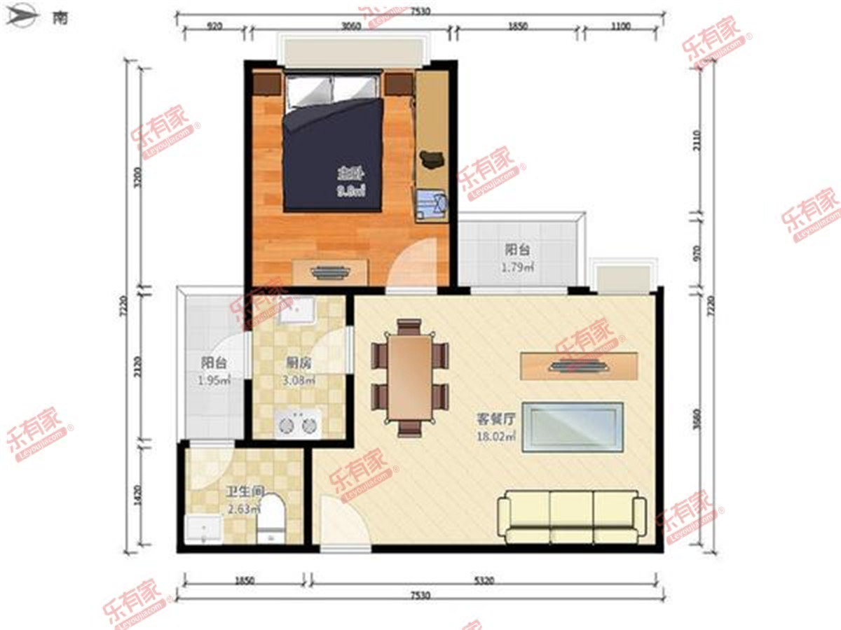 精致东向1室1厅公寓，拎包入住，适合年轻家庭-佛山世家花园租房