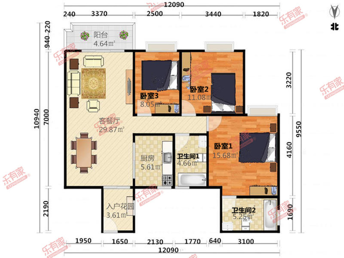 东方骏园1期 3房2厅2卫 89㎡-深圳东方骏园1期租房