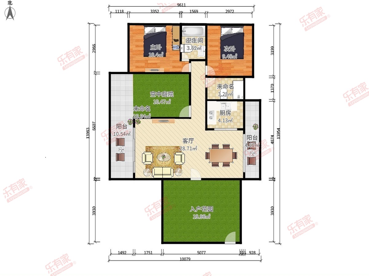 天润嘉园 3房2厅2卫1厨3阳121.58m² 南北