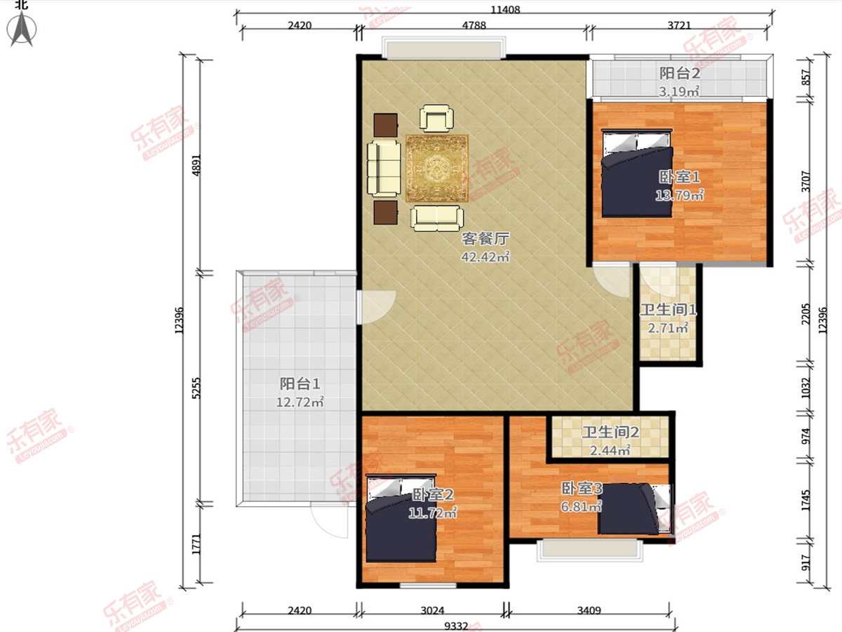 信德上城名邸三室两厅出售
