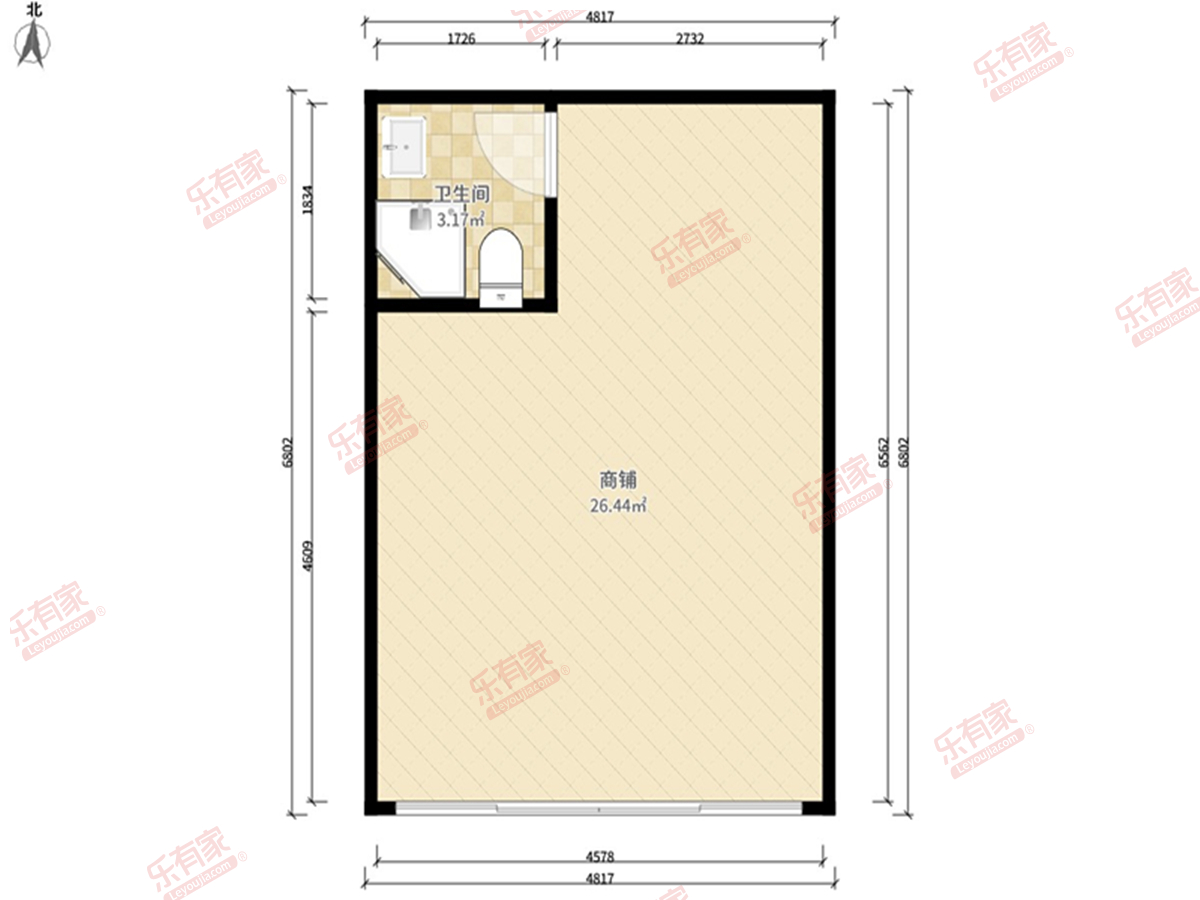 美加豪庭 1房0厅1卫0厨0阳57.0m² 南