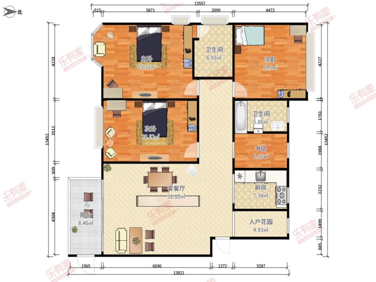 江北奥林匹克江景五房两厅三卫双套间，保养好，安静不吵。