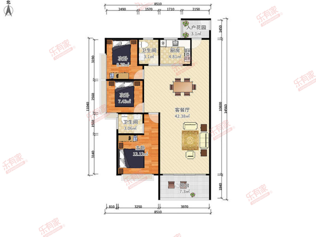 金利花园 3房2厅1卫 110.36㎡-惠州金利花园租房