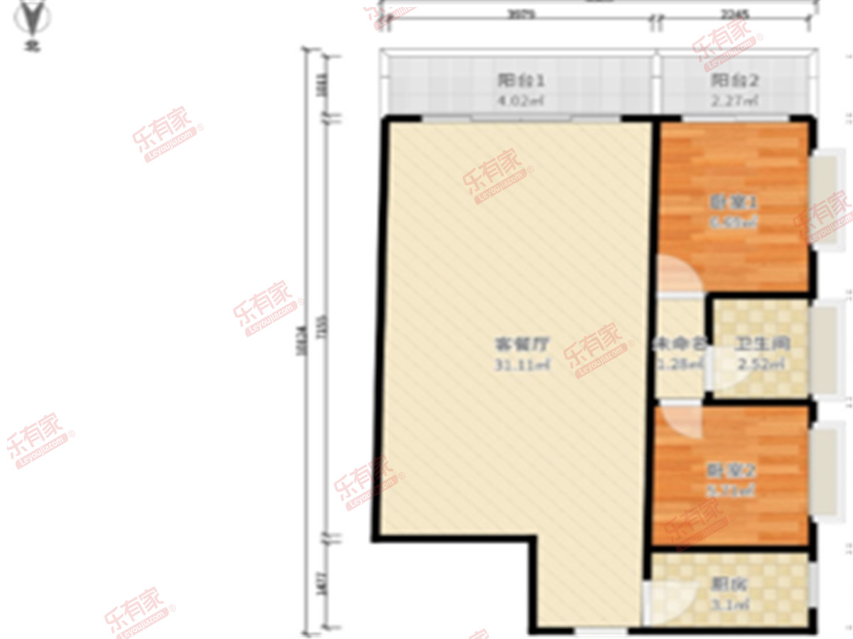 天地源·御湾雅墅 2房2厅1卫1厨2阳95.0m² 南