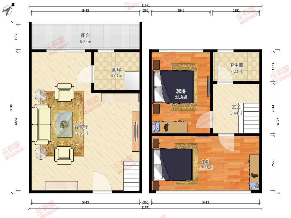江北光耀橙子精装复式两房，家私电器齐全拎包入住，随时看房