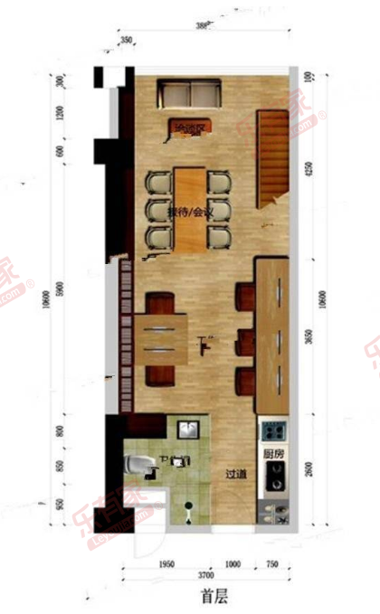 临港商务大厦 1房1厅1卫1厨1阳90.0m² 东