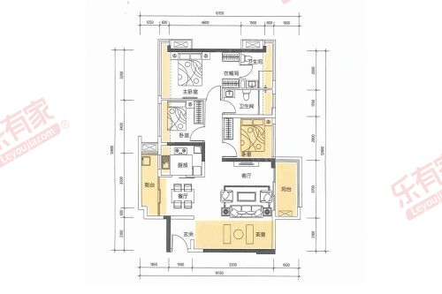 合正观澜汇二期 2房1厅1卫1厨1阳90.0m² 东