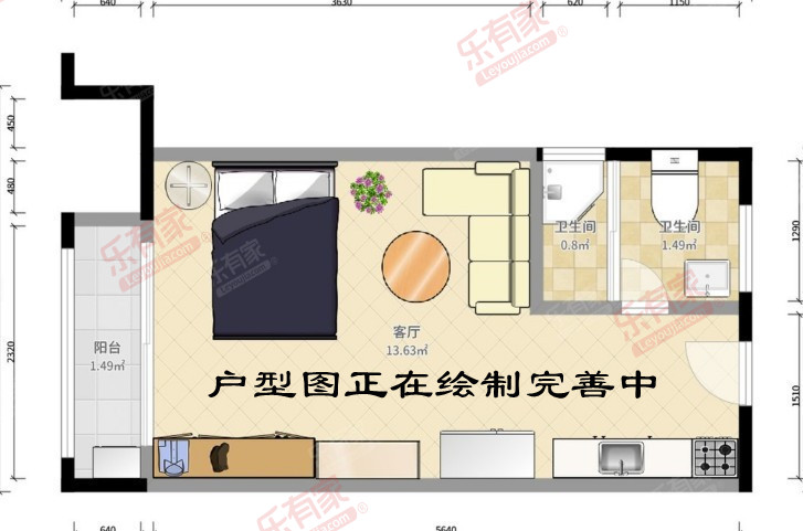 卓越晴熙云翠 1房0厅0卫0厨0阳90.0m² 东