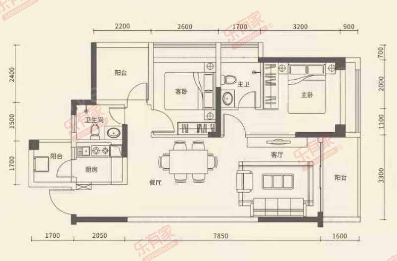 香缤天玺名苑 2房0厅0卫0厨0阳90.0m² 东