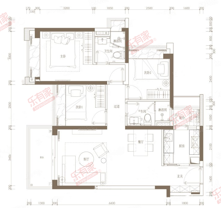 云科府 3房0厅0卫0厨0阳90.0m² 东