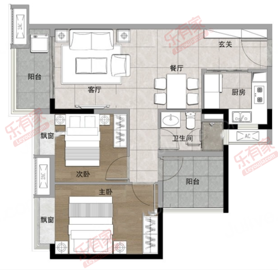 融创云水观棠花园 3房0厅0卫0厨0阳90.0m² 东 1