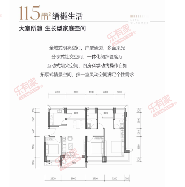 桑泰缙樾府3房2厅1卫1厨1阳115.0m²东南