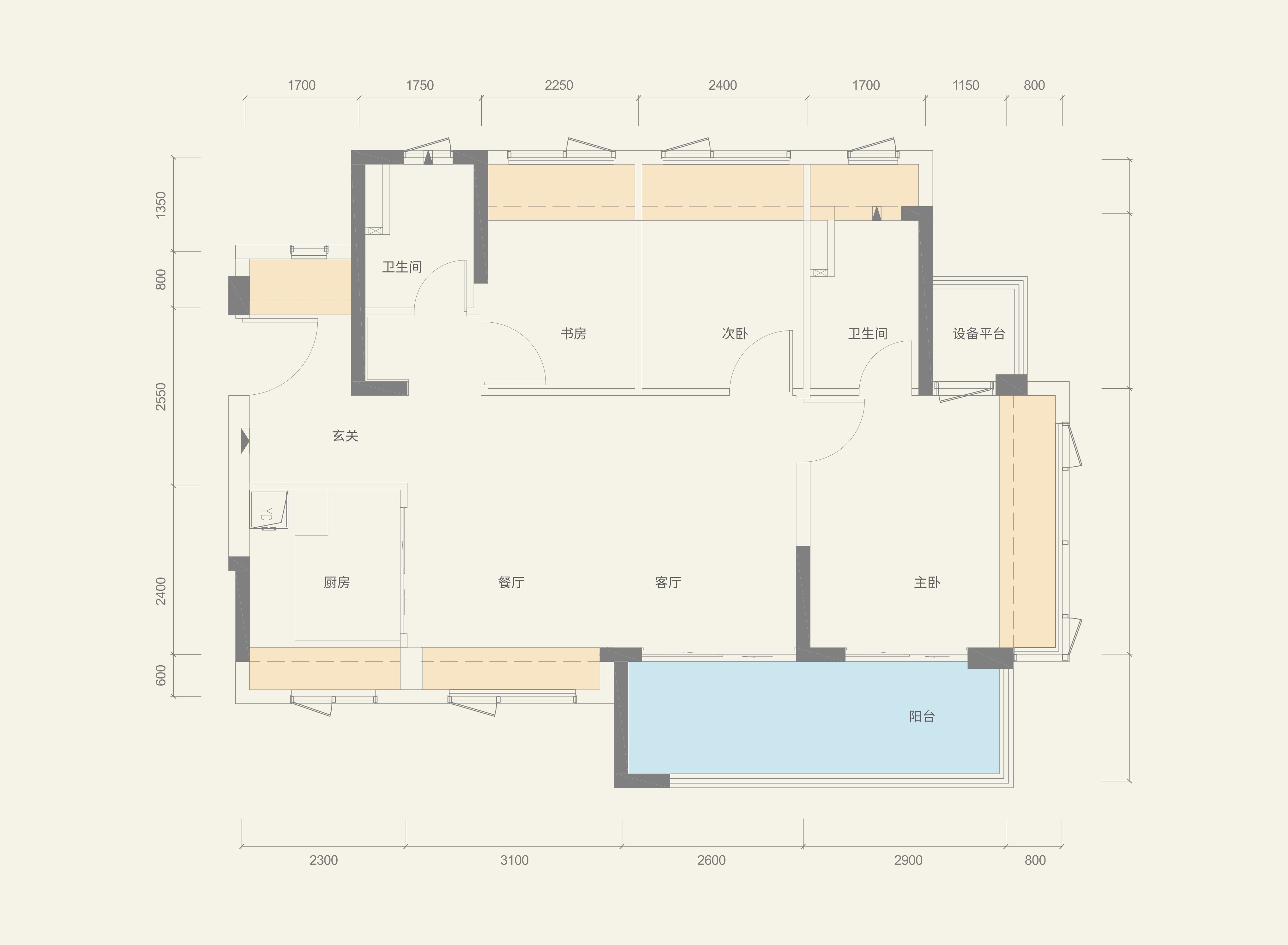 天健瑞云府 3房2厅2卫1厨1阳89.0m² 西南