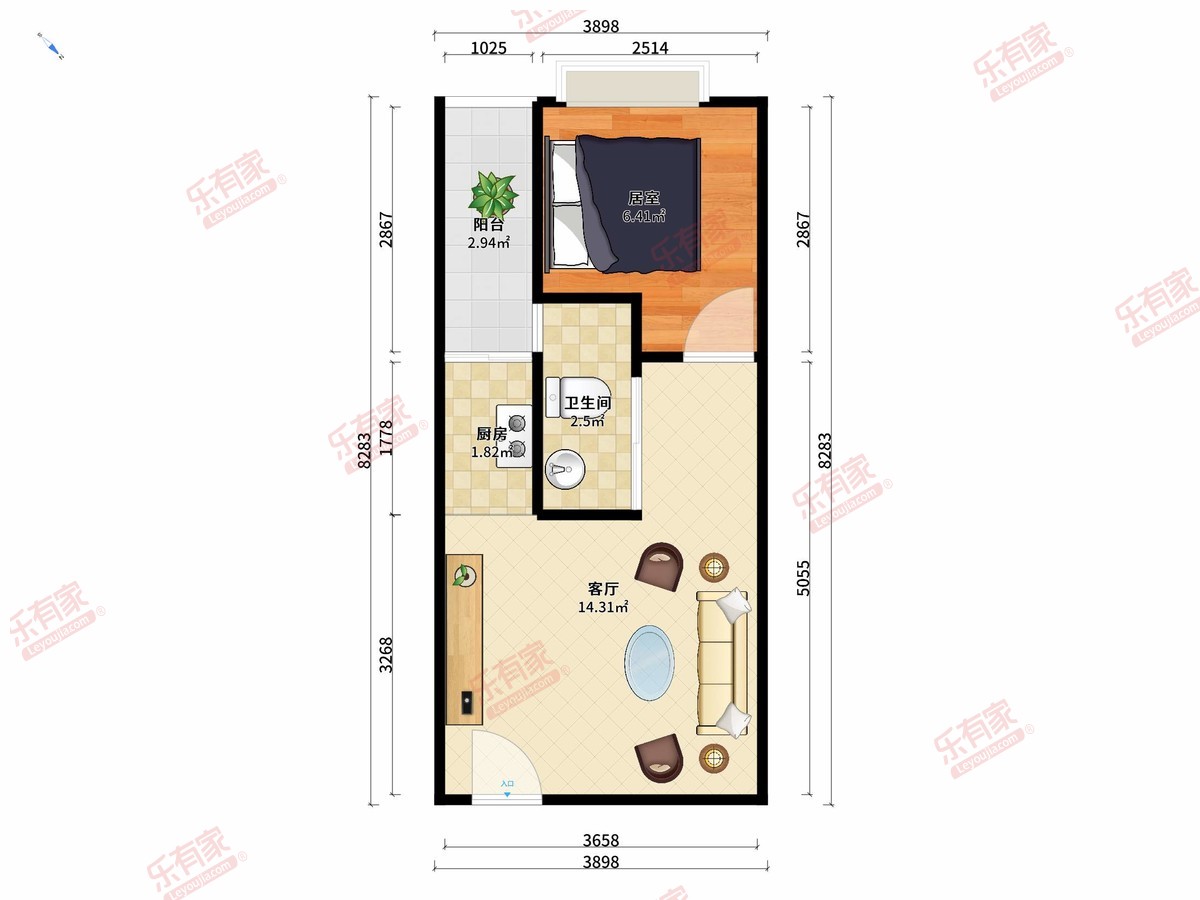 天玺一号 西北 精装 3室 2厅 85.57m² 