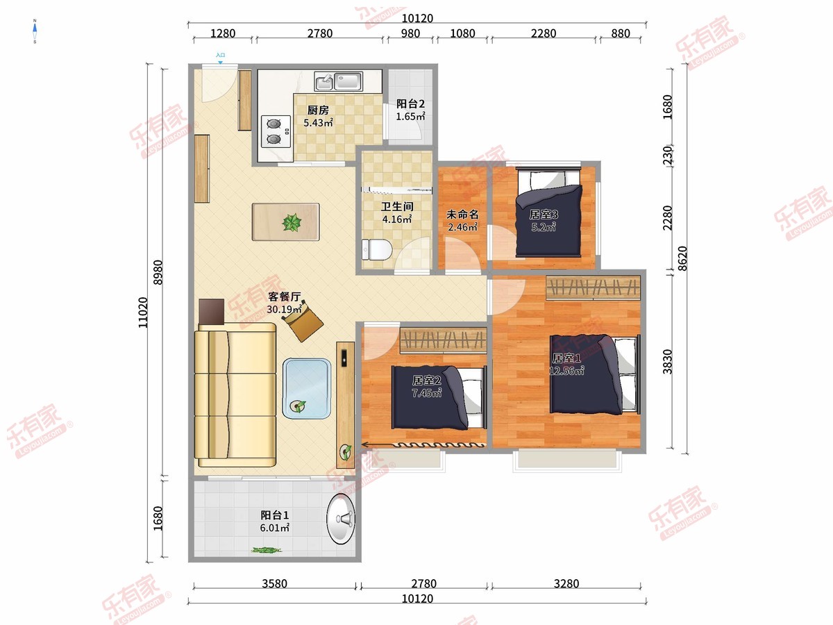 文鼎华府 3房2厅1卫1厨2阳92.0m² 南