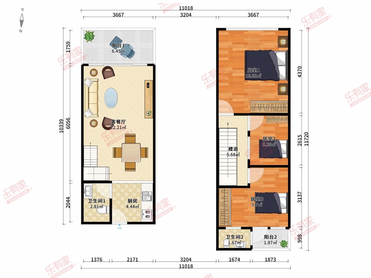星河半岛 3房2厅2卫 48㎡