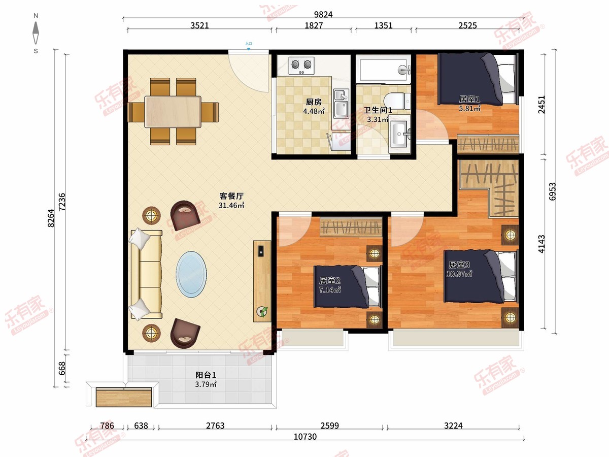 水漾坊87m²三房