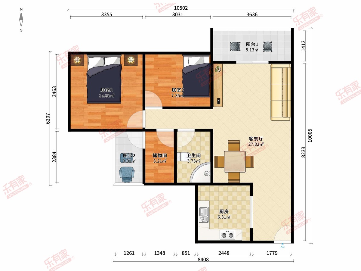 保利南沙天汇 3房2厅1卫1厨2阳80.0m² 北 2