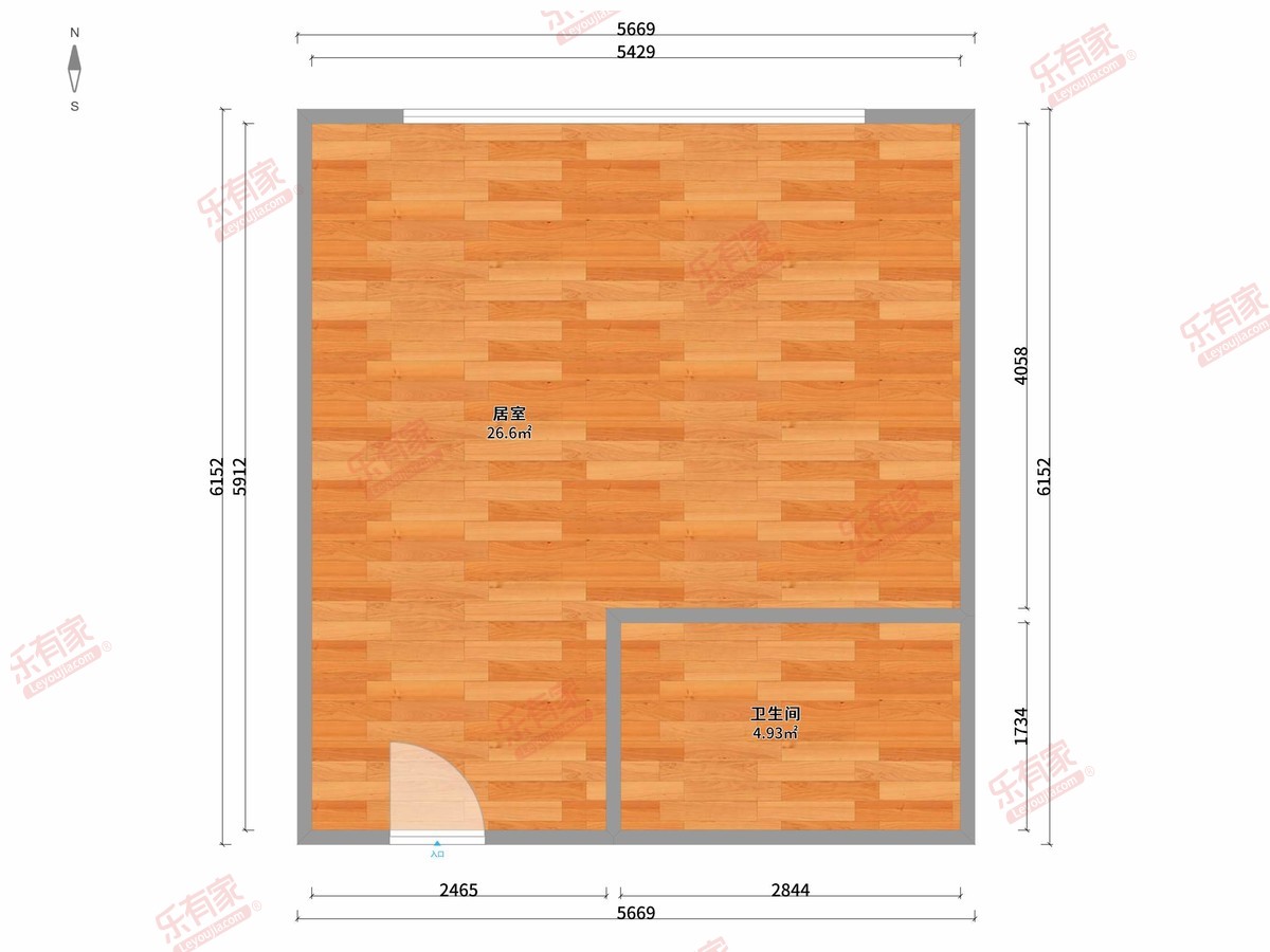 新市花园 1房0厅1卫0厨0阳36.0m² 南