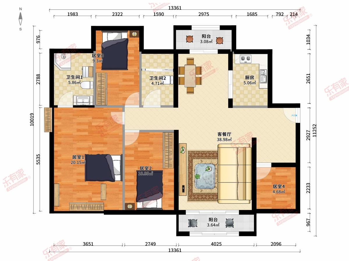 奥誉华庭 4房2厅2卫1厨2阳118.0m² 西