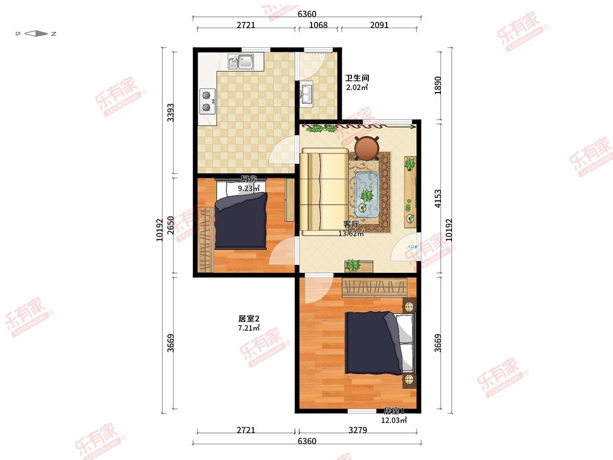帝临南路 2房1厅1卫 56.45㎡-江门帝临南路租房