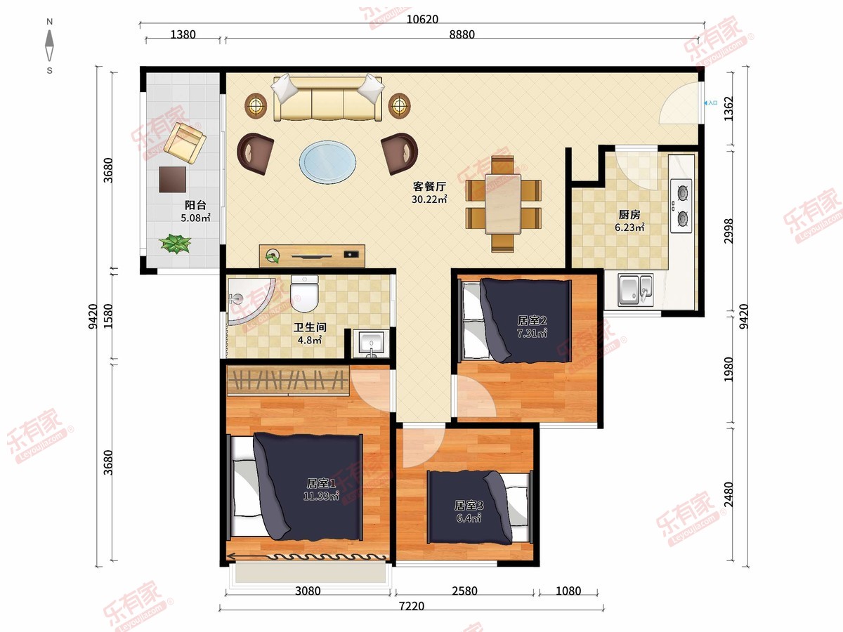 招商花园城一期，中楼层厅出阳台，税费低，车位充足，业主诚心出售，随时看房！