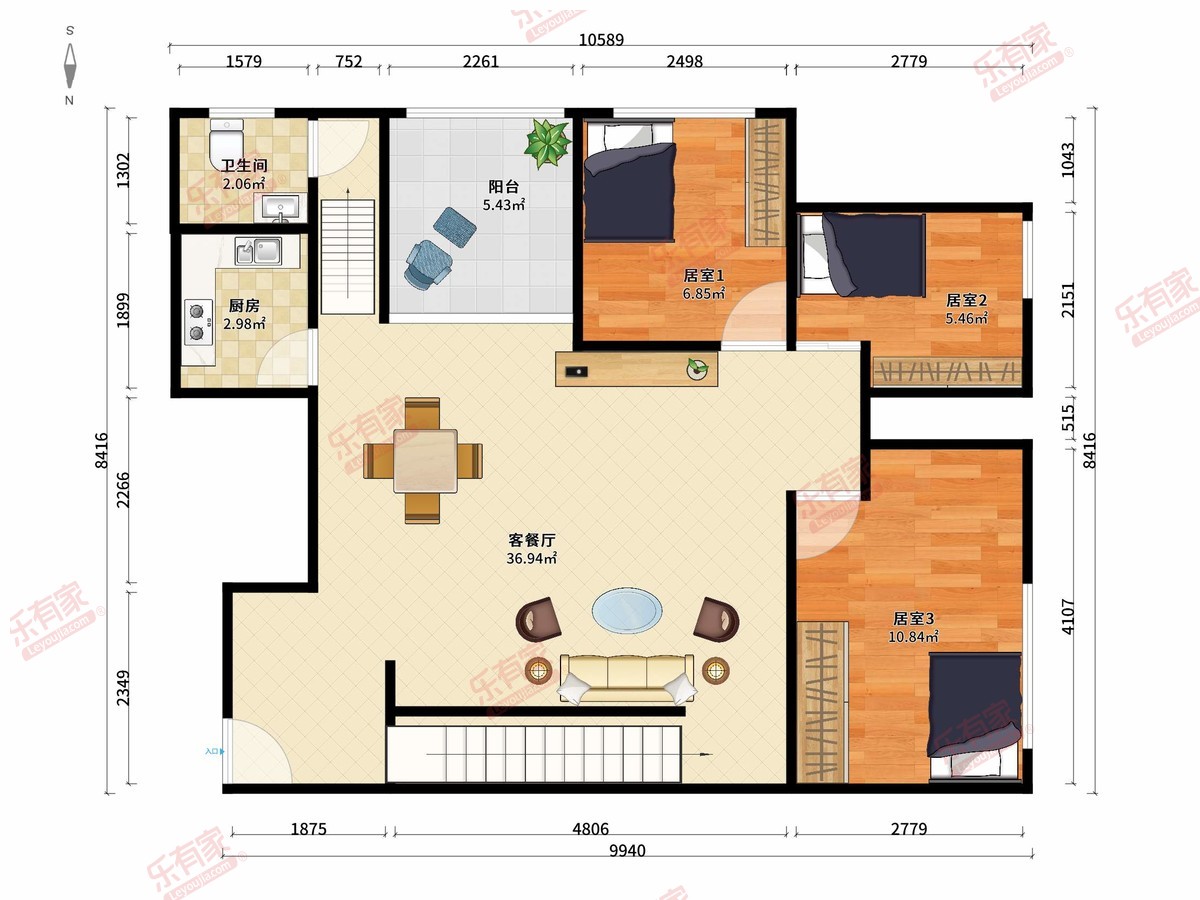 城市3米6公寓户型图