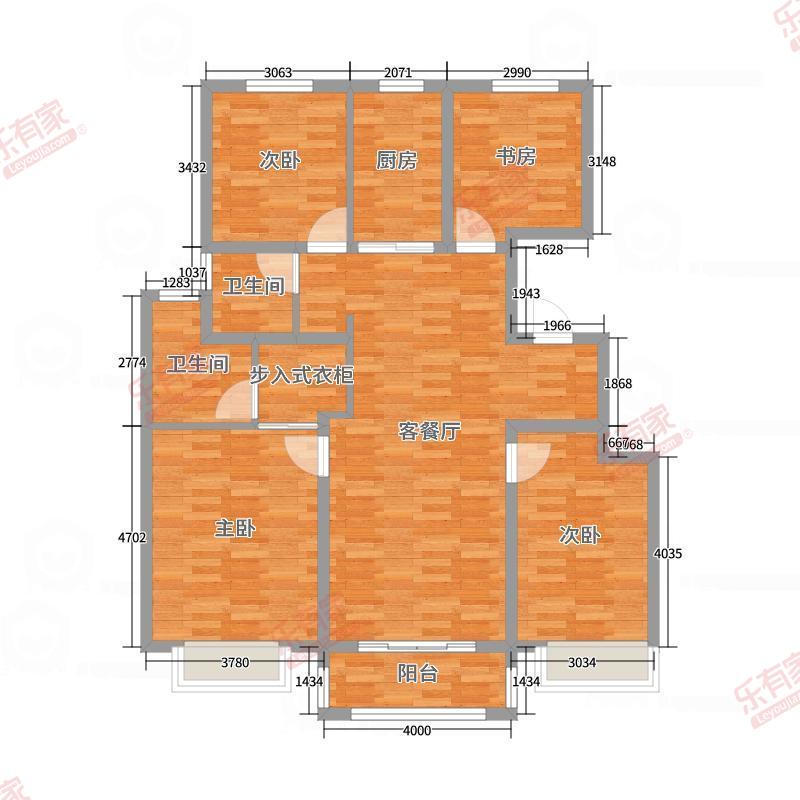 鹭樾台 4房2厅2卫1厨1阳101.0m² 南